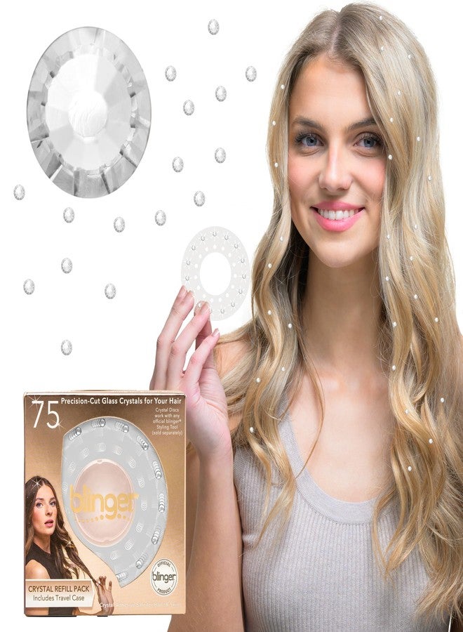 blinger® Shimmer Crystal Refill Pack - as seen on Shark Tank | 5 Discs - 75 Precision-Cut Glass Crystals | Hair-Safe Accessories | Styling Tool not included | Crystal 3 mm - Image 1